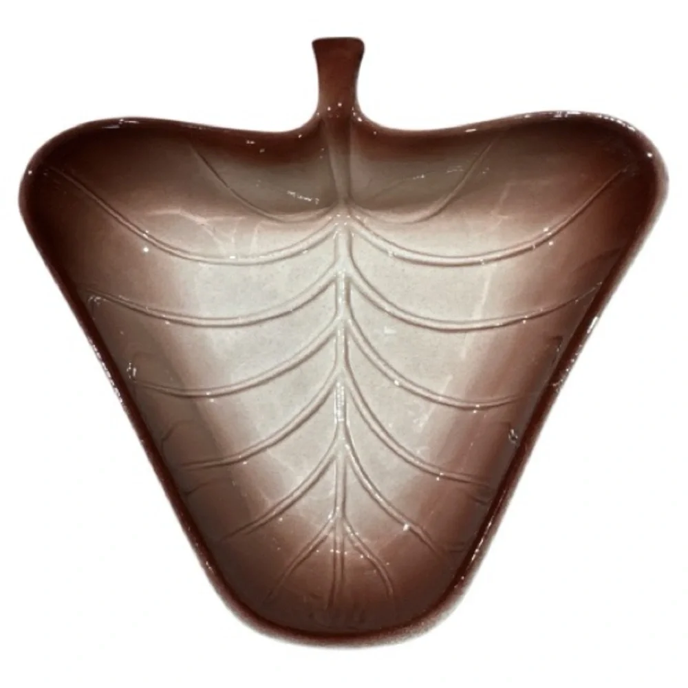 Vintage MCM Valley Vista #702 Calif USA Pottery Bowl Leaf Shaped Brown Set of 5